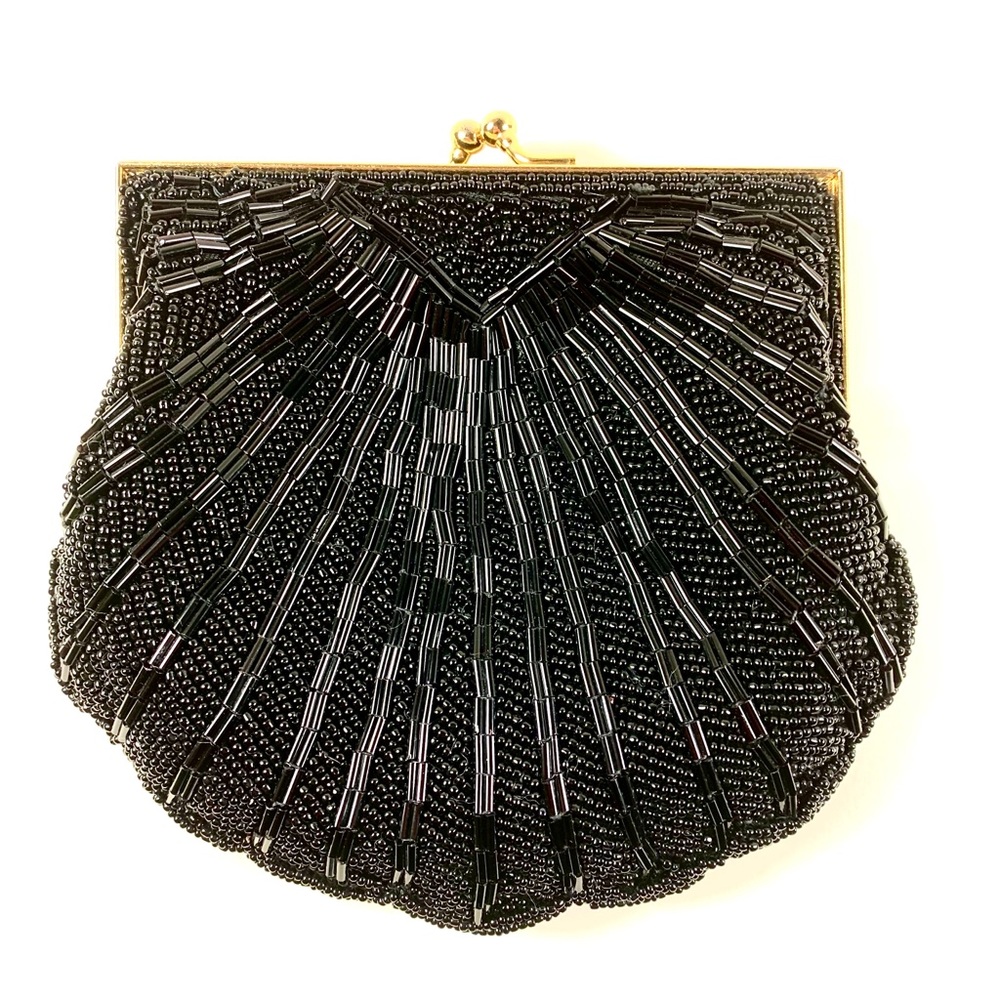Andre Cellini black clamshell evening bag